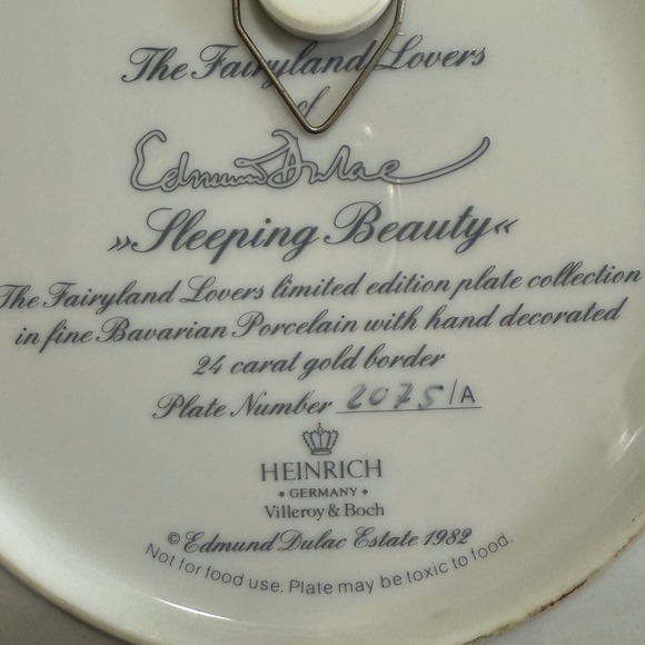 Villeroy & Boch Plate Wall Hang Sleeping Beauty 24K Gold Edmund Dulac Heinrich - Picture 5 of 6